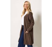 M&co Longline Cardigan In Chocolate Chocolate