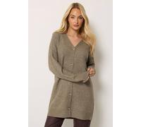 M&co Longline Cardigan In Light Brown Light Brown
