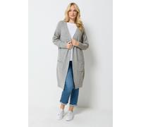 M&Co Women's Longline Ribbed Cardigan Sweater in Light Grey | Size: 10/12