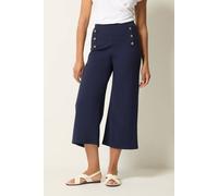 M&Co Women's Military Button Cropped Trousers in Dark Navy | Size: 12 M&Co Dark Navy 12