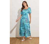 M&co Mixed Print Midi Dress In Blue Blue