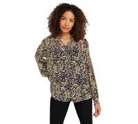 M&Co Natural Glitter Dogtooth Tie Neck Blouse - Women's Brown