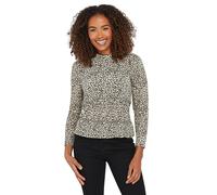 M&Co Natural Leopard Shirred Peplum Top - Women's