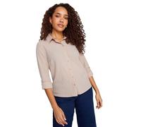 M&Co Natural Textured Tab Sleeve Shirt - Women's Brown