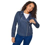 M&Co Navy Blue Faux Suede Biker Jacket - Women's