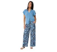 M&Co Navy Blue Floral Print Wide Leg Trousers - Women's