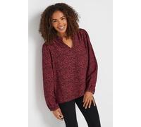 M&Co Women's Notch Neck Blouse in Burgundy | Size: 10 M&Co Burgundy 10