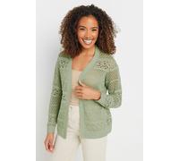 M&co Open Front Crochet Cardigan In Light Green Light Green