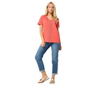 M&Co Orrange Short Sleeve Frill Cotton Blouse - Women's Orange