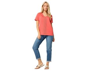 M&Co Orrange Short Sleeve Frill Cotton Blouse - Women's