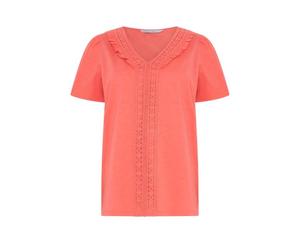 M&Co Orrange Short Sleeve Frill Cotton Blouse - Women's Orange