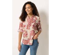M&Co Pink Paisley Print Tab Sleeve Shirt - Women's