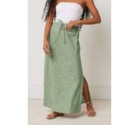 Petite Abstract Linen Maxi Skirt M&Co Light Green 14
