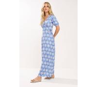 M&co Petite Abstract Maxi Wrap Dress In Dark Blue Dark Blue 10