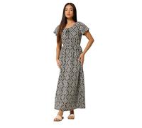M&Co Petite Abstract Tie Neck Cotton Maxi Dress - Women's Black