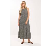 M&Co Petites Petite Animal Print Cotton Sleeveless Tiered Maxi Dress - Women's Black