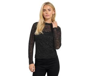 M&Co Petite Animal Velvet Top - Women's Black