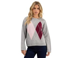 M&Co Petite Argyle Jumper - Women's Grey