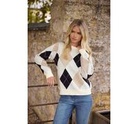 M&co Petite Argyle Knitted Jumper In Natural Natural 18-20