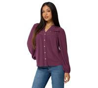 M&Co Petite Berry Crochet Long Sleeve Blouse - Women's Purple
