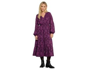 M&Co Petite Berry Floral Jacquard Boho Dress - Women's Purple