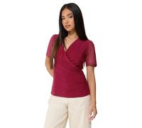 M&Co Petite Berry Red Mesh Wrap Top - Women's
