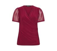 M&Co Petite Berry Red Mesh Wrap Top - Women's