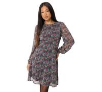M&Co Petite Black Ditsy Floral Chiffon Midi Dress - Women's