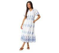 M&Co Petite & Blue Broderie Cotton Dress - Women's
