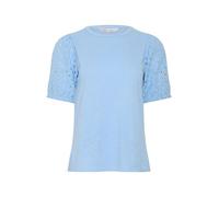M&Co Petite Blue Broderie Cotton Puff Sleeve Top - Women's