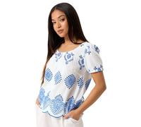 M&Co Petite & Blue Broderie Cotton Top - Women's
