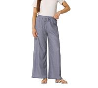 M&Co Women's Petite Check Wide Leg Trousers in Dark Blue | Size: 16 M&Co Dark Blue 16