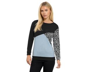 M&Co Petite & Blue Colourblock Leopard Print Jumper - Women's