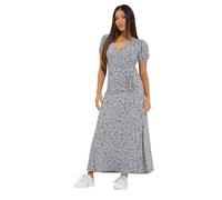 M&Co Petite Blue Floral Print Maxi Wrap Dress - Women's