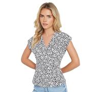 M&Co Petite Blue Floral Print Wrap Top - Women's