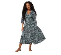 M&Co Petite Blue Floral Ruffle Wrap Dress - Women's