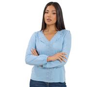M&co Petite Frill Detail Cotton Blouse In Light Blue Light Blue 16