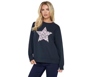 M&Co Petite Blue Leopard Star Print Sweatshirt - Women's
