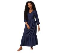 M&Co Petite Blue Tiered Wrap Dress - Women's