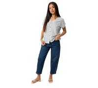 M&Co Petite Blue & White Stripe Blouse - Women's