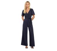 M&Co Petite Blue Wide Leg Jumpsuit - Women's