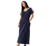 M&Co Women's Petite Trim Detail Cotton Maxi Dress in Dark Navy | Size: 12