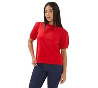 M&Co Petite Broderie Cotton Puff Sleeve Top - Women's Red