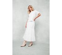 Petite Broderie Tiered Skirt M&Co White 16