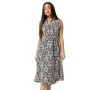 M&Co Petite Brown Abstract Print Sleeveless Shirt Dress - Women's