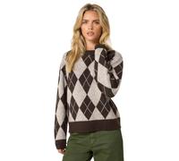 M&Co Women's Petite Argyle Jumper in Chocolate | Size: 10/12
