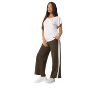 M&Co Women's Petite Side Stripe Cotton Wide Leg Joggers in Brown | Size: 18L M&Co Brown 18L
