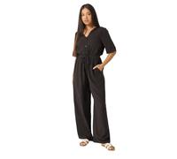 M&Co Petite Brown Tie Waist Jumpsuit - Women's