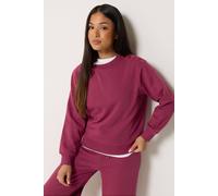 M&Co Women's Petite Button Detail Sweatshirt in Dark Red | Size: 18