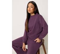 M&co Petite Button Detail Sweatshirt In Plum Plum